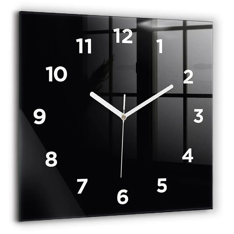 Horloge murale Wallfluent 60x60 cm Avec chiffres Aiguilles blanches Noir 1 pcs