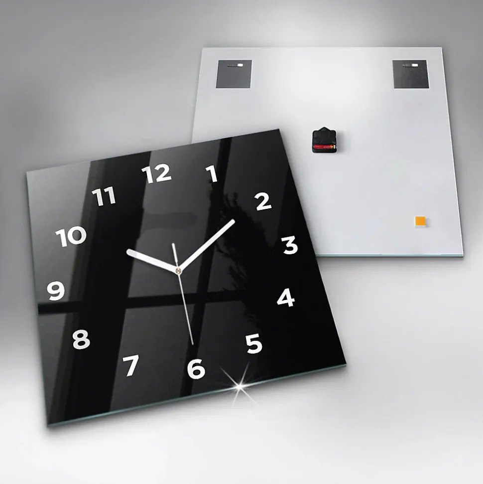 Horloge murale Wallfluent 60x60 cm Avec chiffres Aiguilles blanches Noir 1 pcs