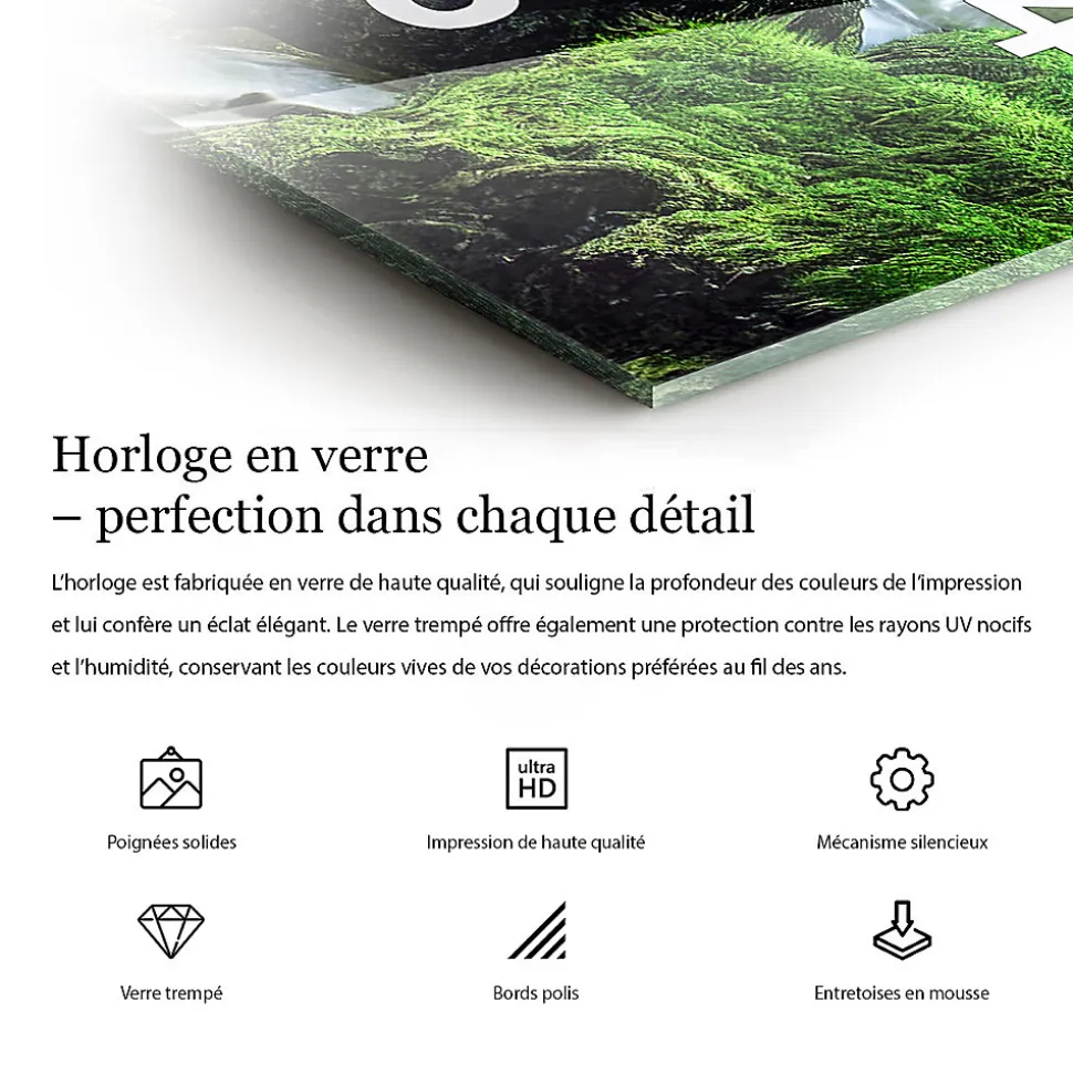 Horloge murale Wallfluent 60x60 cm Avec chiffres Aiguilles blanches Noir 1 pcs
