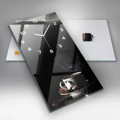 Horloge murale Wallfluent 30x60 cm Avec chiffres Aiguilles blanches Tasse de café 1 pcs