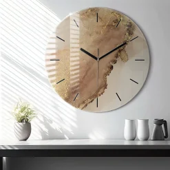 Horloge murale Wallfluent fi60 cm Aiguilles noires Art moderne beige 1 pcs