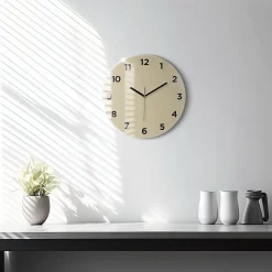 Horloge murale Wallfluent fi30 cm Avec chiffres Aiguilles noires Beige 1 pcs