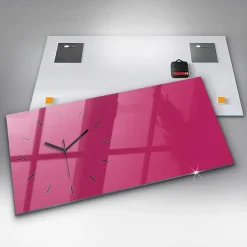 Horloge murale Wallfluent 60x30 cm Aiguilles noires Rose vif 1 pcs