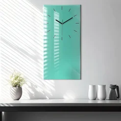 Horloge murale Wallfluent 30x60 cm Aiguilles noires Couleur turquoise 1 pcs
