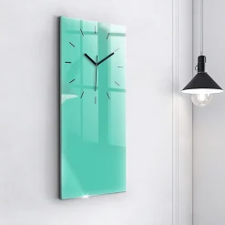Horloge murale Wallfluent 30x60 cm Aiguilles noires Couleur turquoise 1 pcs