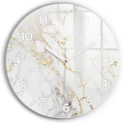 Horloge murale Wallfluent fi30 cm Avec chiffres Aiguilles blanches Marbre décoratif 1 pcs
