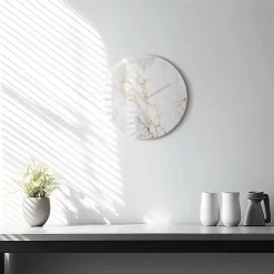 Horloge murale Wallfluent fi30 cm Avec chiffres Aiguilles blanches Marbre décoratif 1 pcs