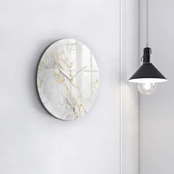 Horloge murale Wallfluent fi30 cm Avec chiffres Aiguilles blanches Marbre décoratif 1 pcs