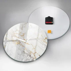 Horloge murale Wallfluent fi30 cm Avec chiffres Aiguilles blanches Marbre décoratif 1 pcs