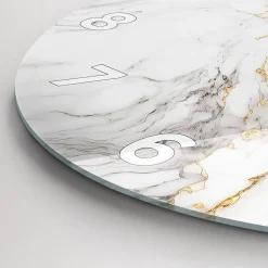 Horloge murale Wallfluent fi30 cm Avec chiffres Aiguilles blanches Marbre décoratif 1 pcs