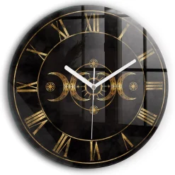 Horloge murale Wallfluent fi60 cm Aiguilles blanches Chiffres romains dorés 1 pcs
