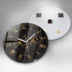 Horloge murale Wallfluent fi60 cm Aiguilles blanches Chiffres romains dorés 1 pcs