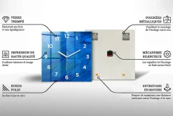 Horloge murale Wallfluent 60x60 cm Avec chiffres Aiguilles blanches Lumière abstraite 1 pcs