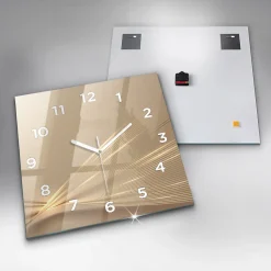Horloge murale Wallfluent 60x60 cm Avec chiffres Aiguilles blanches Lumière abstraite 1 pcs