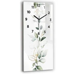 Horloge murale Wallfluent 30x60 cm Avec chiffres Aiguilles noires Abstraction feuillage 1 pcs