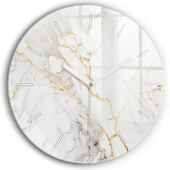 Horloge murale Wallfluent fi60 cm Aiguilles blanches Marbre décoratif 1 pcs