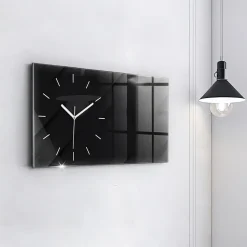 Horloge murale Wallfluent 60x30 cm Aiguilles blanches Motif mur sombre 1 pcs