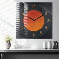 Horloge murale Wallfluent 60x60 cm Aiguilles noires Lune pleine 1 pcs