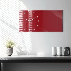 Horloge murale Wallfluent 60x30 cm Avec chiffres Aiguilles blanches Couleur rouge 1 pcs