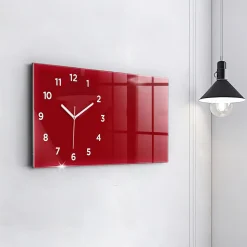 Horloge murale Wallfluent 60x30 cm Avec chiffres Aiguilles blanches Couleur rouge 1 pcs