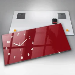 Horloge murale Wallfluent 60x30 cm Avec chiffres Aiguilles blanches Couleur rouge 1 pcs