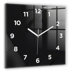 Horloge murale Wallfluent 60x60 cm Avec chiffres Aiguilles blanches Motif mur sombre 1 pcs