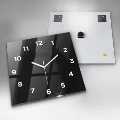 Horloge murale Wallfluent 60x60 cm Avec chiffres Aiguilles blanches Motif mur sombre 1 pcs