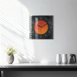 Horloge murale Wallfluent 30x30 cm Aiguilles noires Lune pleine 1 pcs