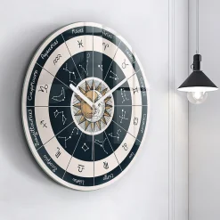 Horloge murale Wallfluent fi60 cm Aiguilles blanches Constellations et zodiaque 1 pcs