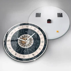 Horloge murale Wallfluent fi60 cm Aiguilles blanches Constellations et zodiaque 1 pcs