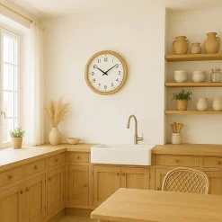 Horloge ronde contour rotin 54cm