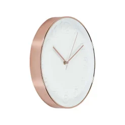 Horloge ronde cuivrée et blanche 30.5 cm