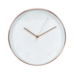 Horloge ronde cuivrée et blanche 30.5 cm