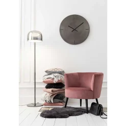 Horloge ronde en métal gris 77x4x77 cm