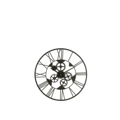 Horloge ronde en métal noir 60x4x60 cm