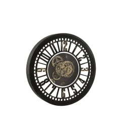 Horloge ronde en métal noir 60.5x60.5x8.5 cm