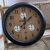 Horloge ronde noir et bois 60x9cm