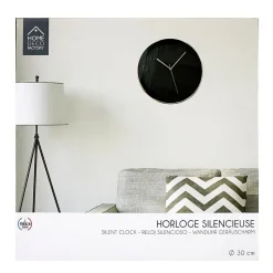 Horloge ronde noire et cuivrée 30.5 cm