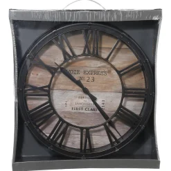 Horloge Vintage - noir & bois D39 cm - Atmosphera