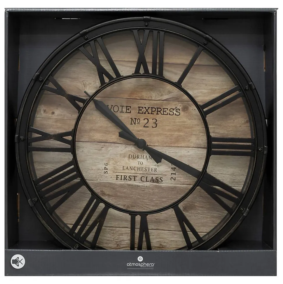 Horloge Vintage - noir & bois D39 cm - Atmosphera