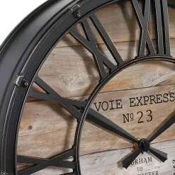 Horloge Vintage - noir & bois D39 cm - Atmosphera