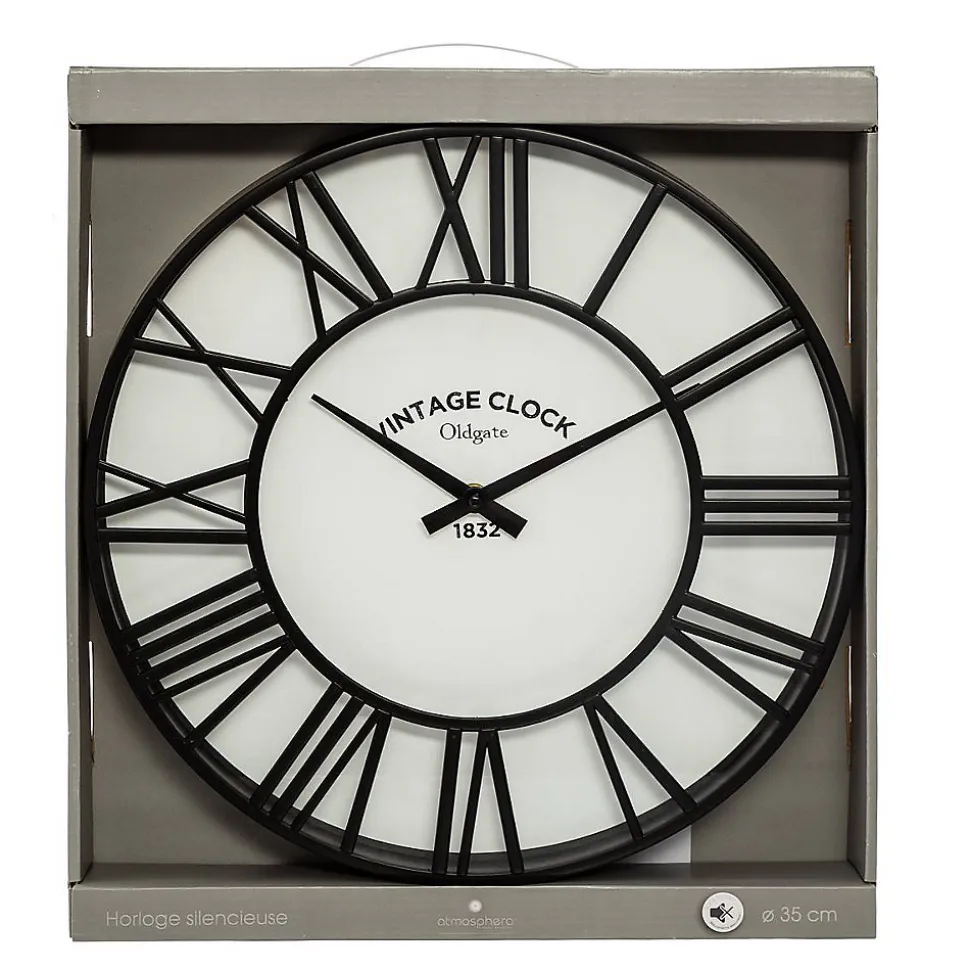 Horloge Vintage - noir D35 cm - Atmosphera