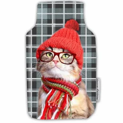 Housse de bouillotte Chat a lunettes