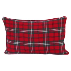 Housse de coussin à carreaux écossais rouge, 30 x 50 cm - HOMESCAPES