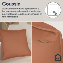 Housse de coussin 100% coton Hiva terracotta l.45 x H.45cm GoodHome