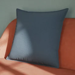 Housse de coussin 100% coton Hiva bleu l.60 x H.60cm GoodHome