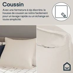 Housse de coussin 100% coton Hiva beige l.45 x H.45cm GoodHome