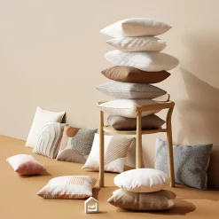 Housse de coussin 100% coton Hiva beige l.45 x H.45cm GoodHome