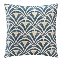 Housse de coussin - coton et chenille -motifs brodés - bleu - 40x40 cm - Atmosphera