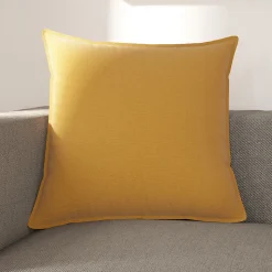 Housse de coussin 100% coton Hiva jaune ocre l.60 x H.60cm GoodHome